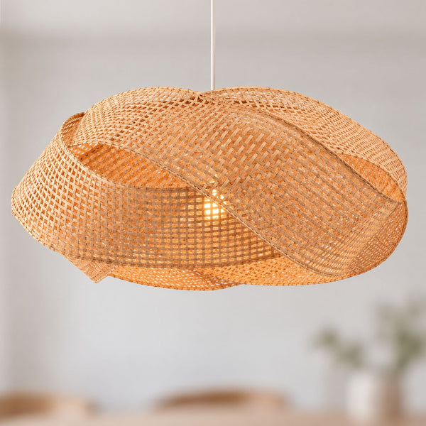 Kumi Woven Bamboo Pendant Light — Natural, 55 cm