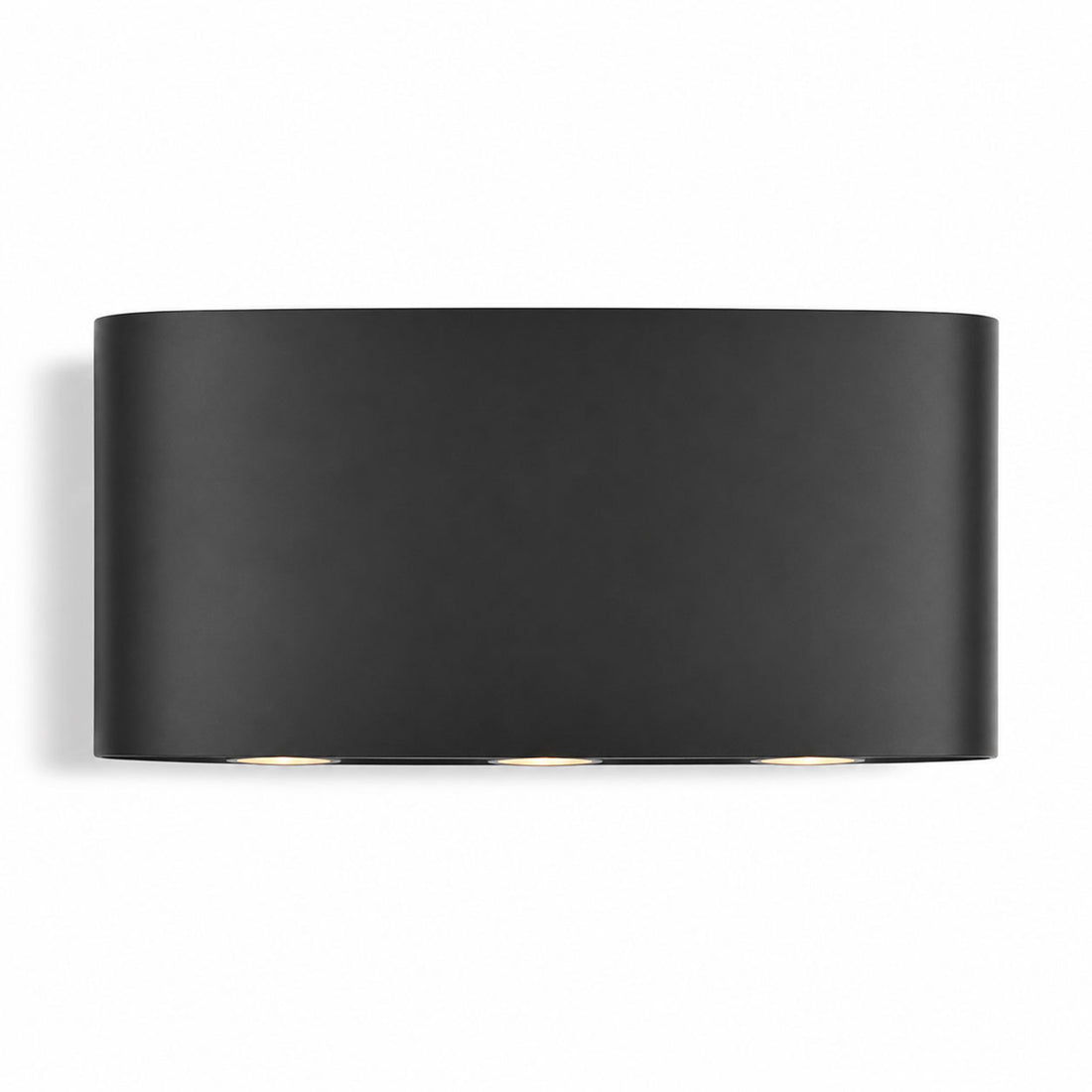 Kyra anthracite curved LED up down wall light, front view on white