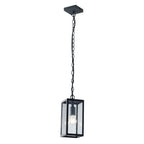 Mirage anthracite outdoor hanging lantern with glass panels and adjustable drop chain