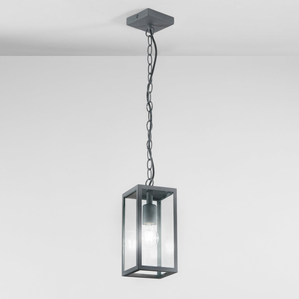 Close-up of Mirage outdoor lantern anthracite finish and metal detailing