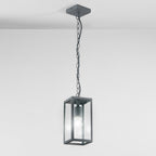 Close-up of Mirage outdoor lantern anthracite finish and metal detailing