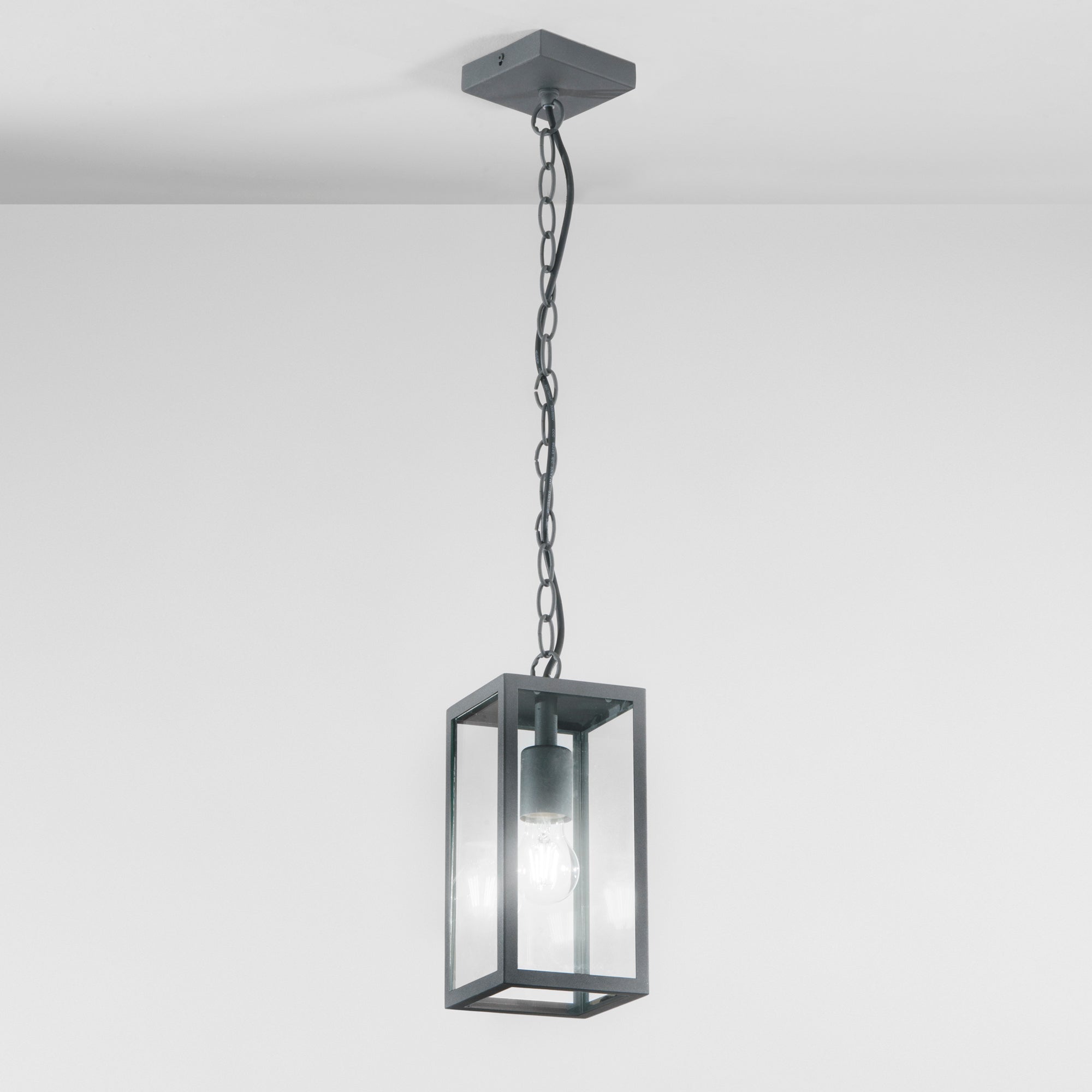 Close-up of Mirage outdoor lantern anthracite finish and metal detailing