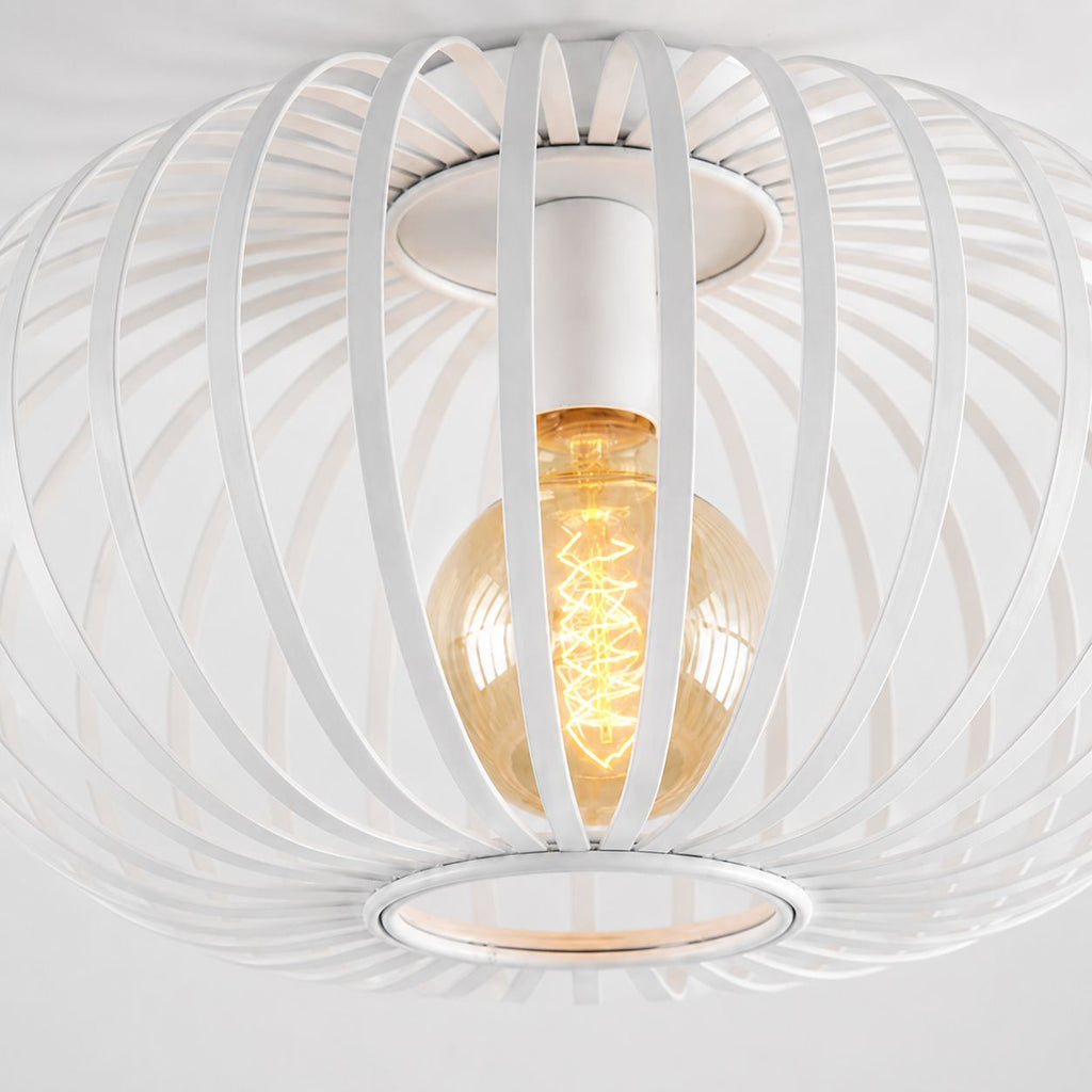 Lacena Sculptural Iron Cage Ceiling Light — White