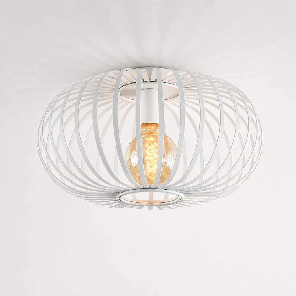 Lacena Sculptural Iron Cage Ceiling Light — White