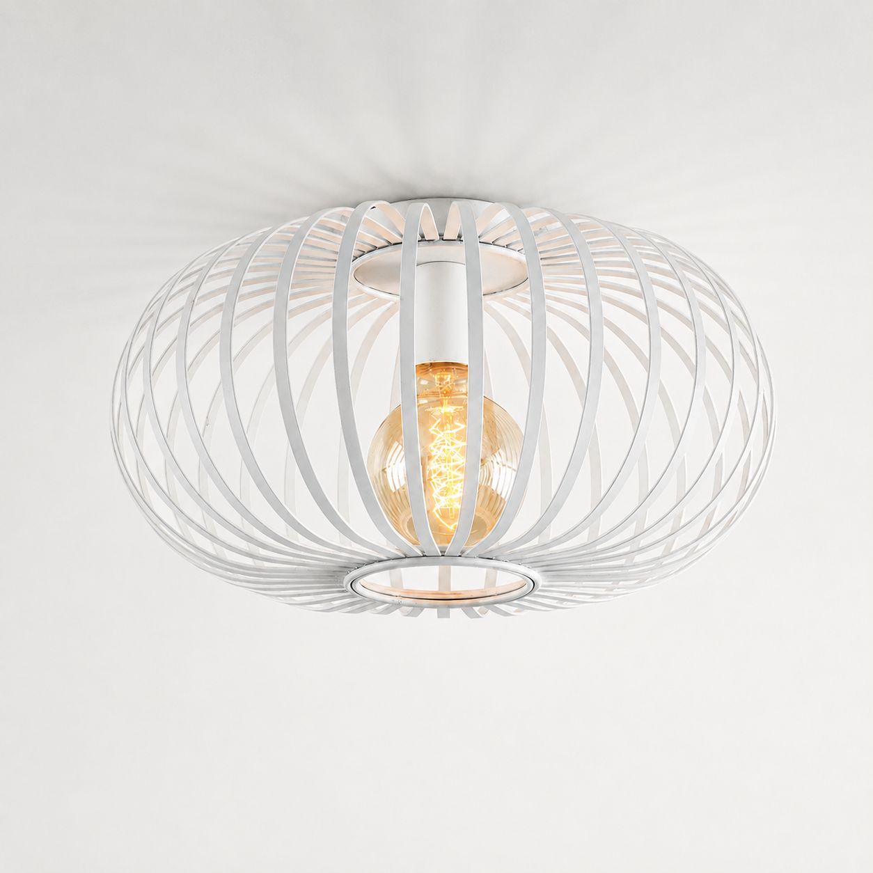 Lacena Sculptural Iron Cage Ceiling Light — White
