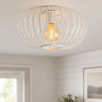 Lacena Sculptural Iron Cage Ceiling Light — White