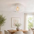 Lacena Sculptural Iron Cage Ceiling Light — White