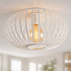 Lacena Sculptural Iron Cage Ceiling Light — White