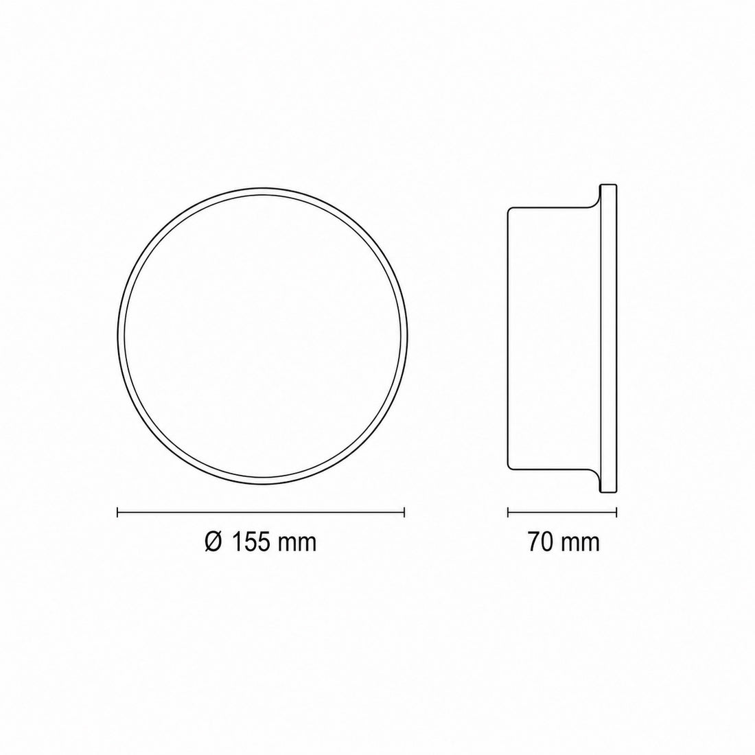 Dimensions for Leiron Round Wall Light — Paintable White Plaster, Up & Down