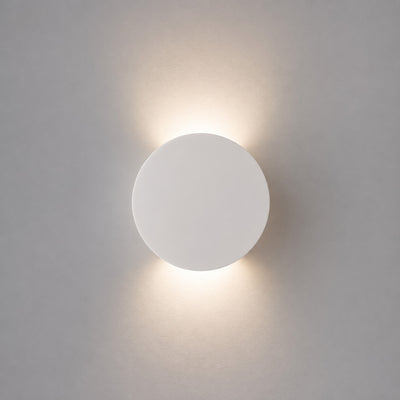 Leiron Round Wall Light — Paintable White Plaster, Up & Down