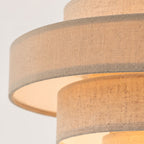 Linna oatmeal linen tiered pendant shade, close-up of the layered fabric tiers