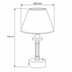 Lira rechargeable table lamp dimensions drawing: 410mm high, 200mm shade diameter