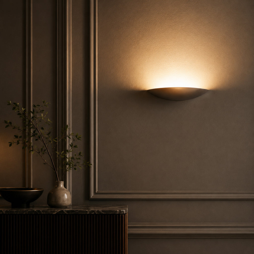 Livigno Wall Light — Silver Leaf Plaster, Uplight