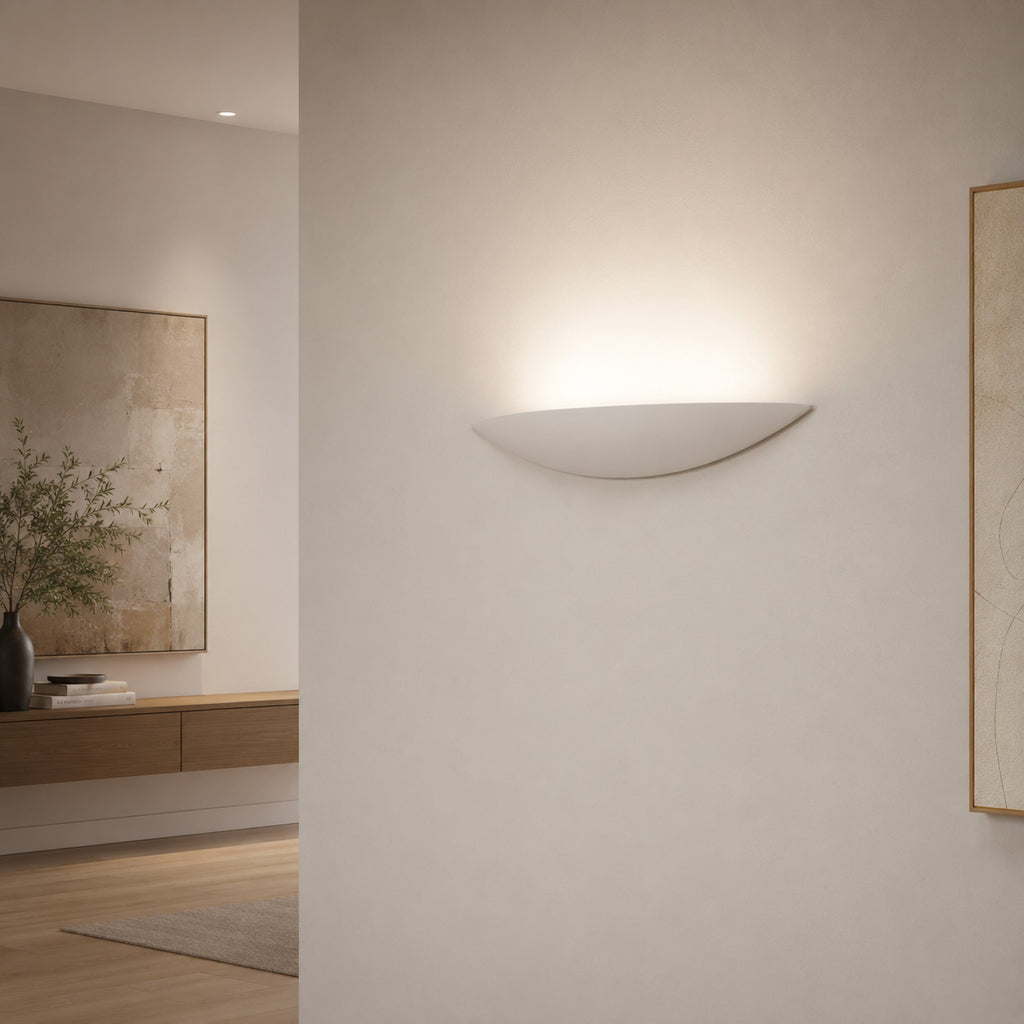 Livigno Wall Light — Paintable White Plaster, Uplight