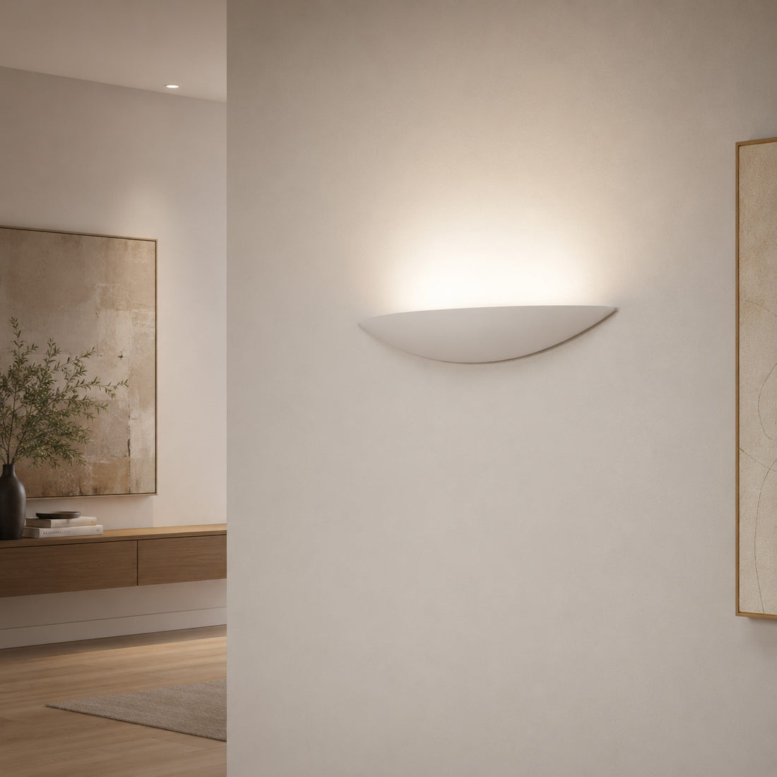 Livigno Wall Light — Paintable White Plaster, Uplight