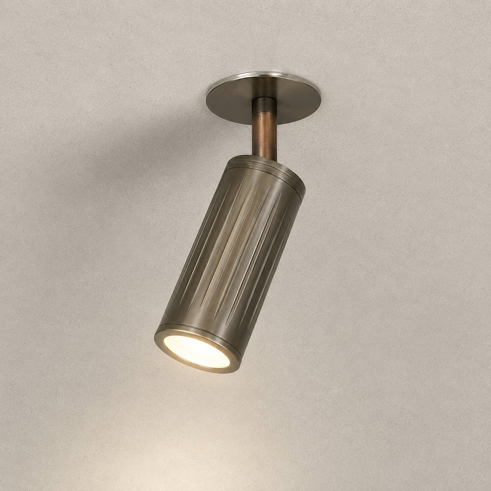 Luminar Box Mount Ceiling Spotlight — Browned Brass in a room