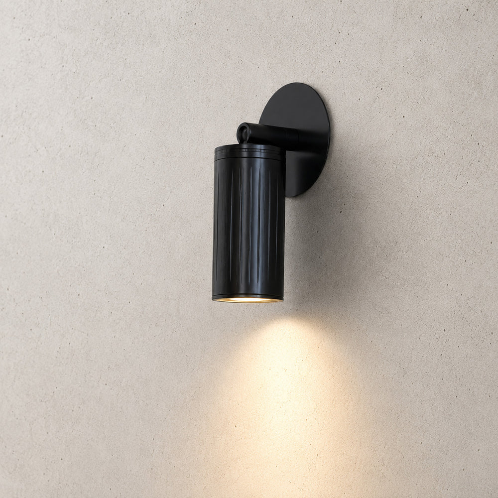 Black detail on Luminar Box Mount Wall Spotlight — Black