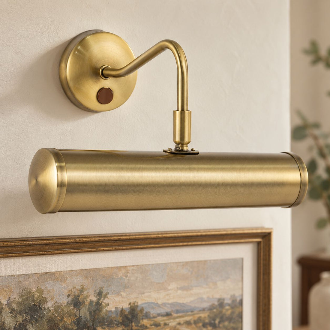 Maison Picture Light — Antique Brass, Swan Neck