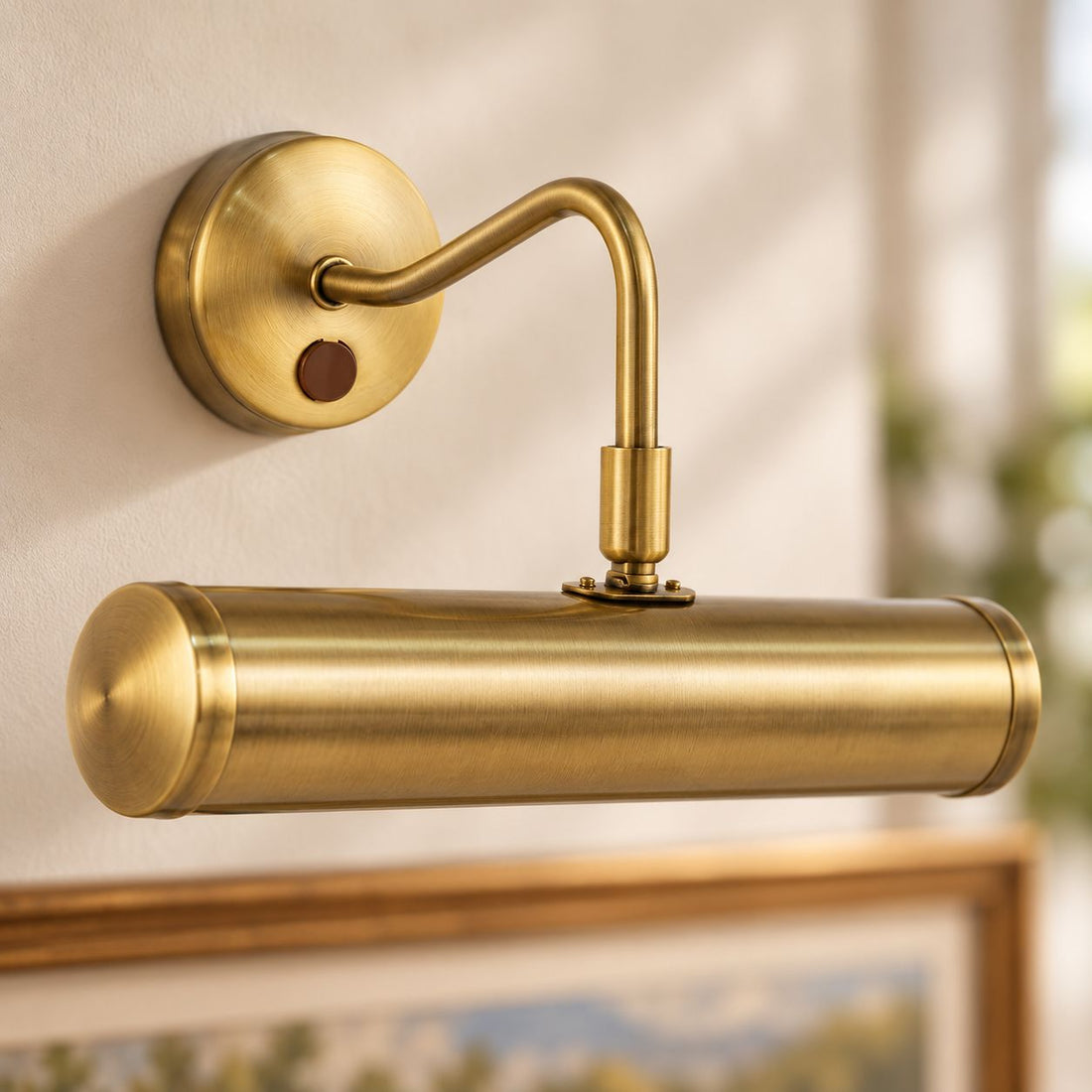 Maison Picture Light — Antique Brass, Swan Neck