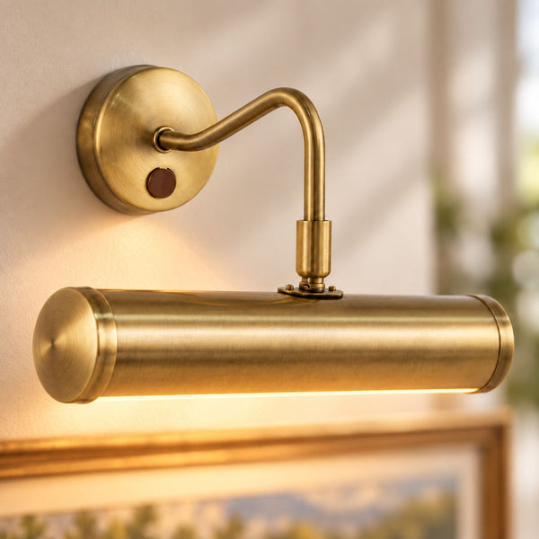 Maison Picture Light — Antique Brass, Swan Neck