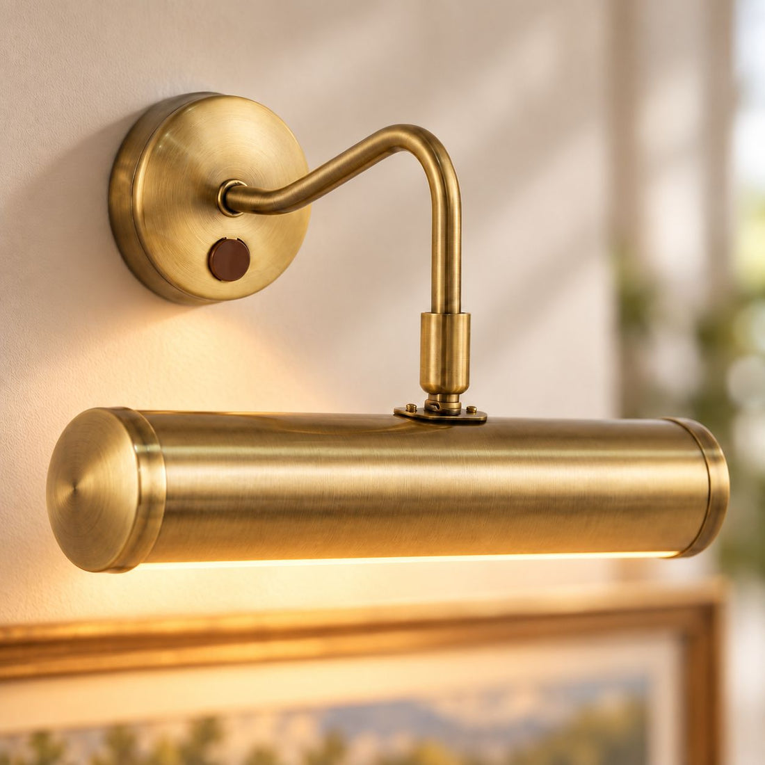 Maison Picture Light — Antique Brass, Swan Neck