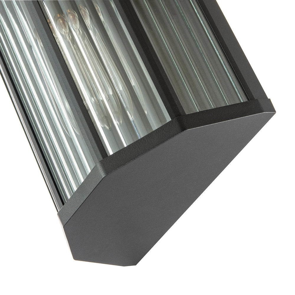 Matt Black detail on Half Lantern Outdoor Wall Light — Matt Black, Clear Ribbed Glass