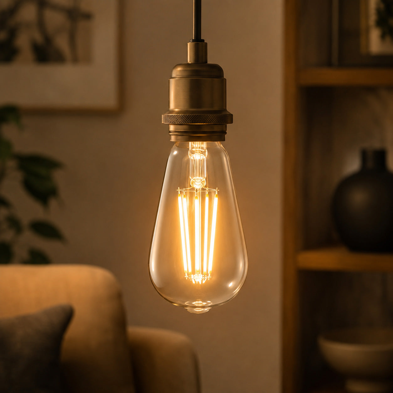 Marlowe E27 LED Pear Bulb — 1800K Clear Glass, Dimmable