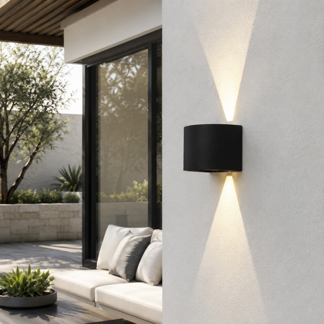 Mars Outdoor Wall Light — Matt Black, Up & Down LED