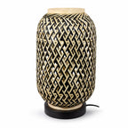 Minelle Woven Bamboo Table Lamp — Natural & Black, 36cm