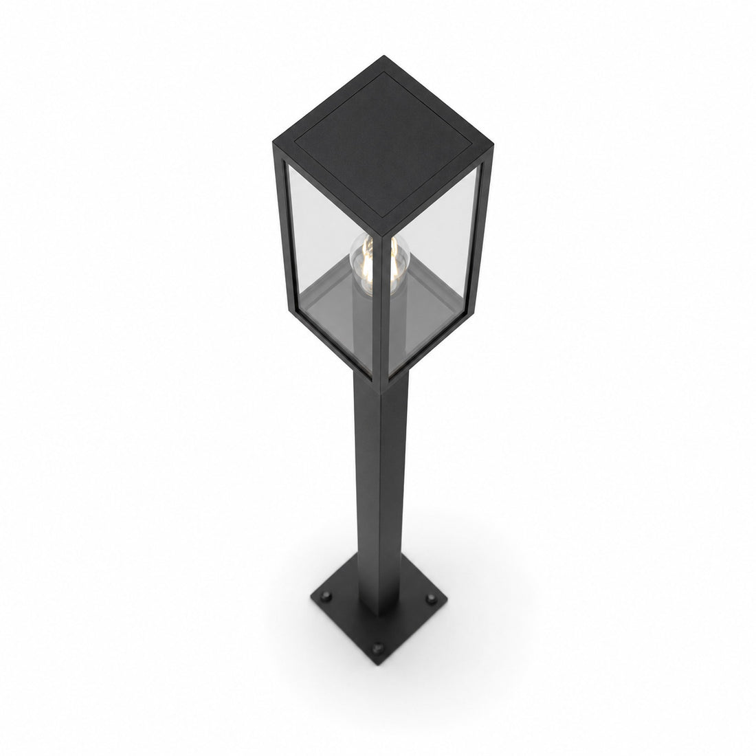Angled view of the Mirage path light's glass lantern head