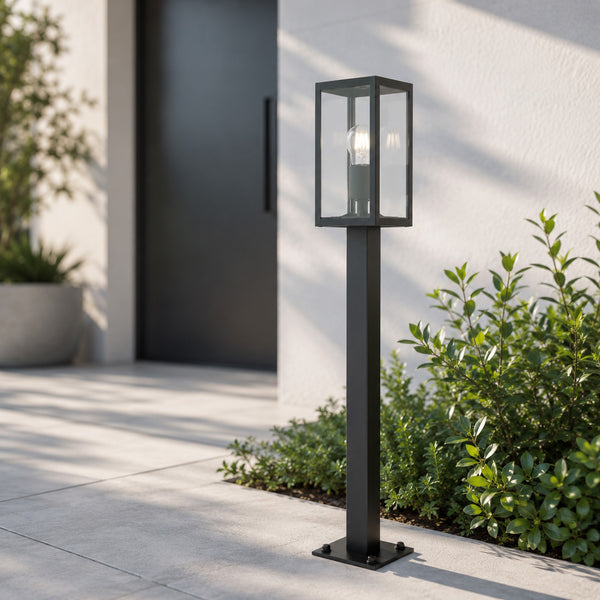 Mirage 86cm anthracite lantern path light on a paved modern driveway