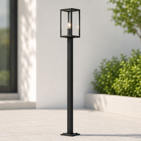 Mirage 200cm anthracite lantern post light standing by a white rendered house
