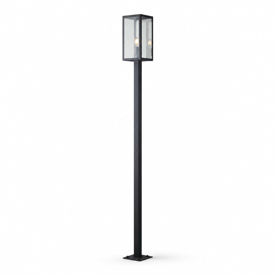 Mirage tall anthracite lamp post with glass box lantern, full cut-out