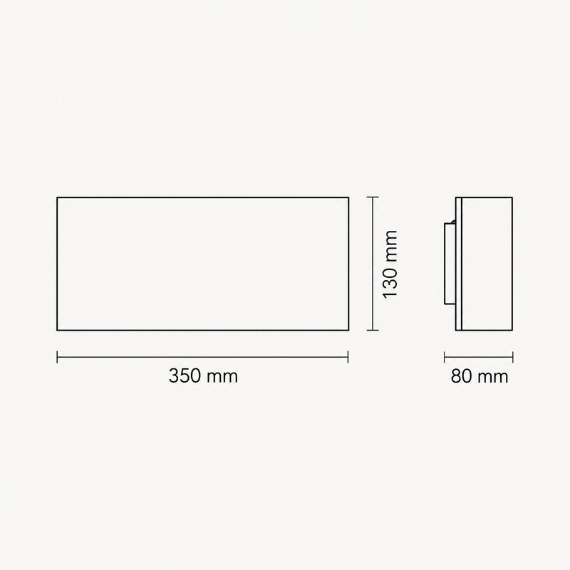 Mood Wall Light — Paintable White Plaster, Up & Down dimensions
