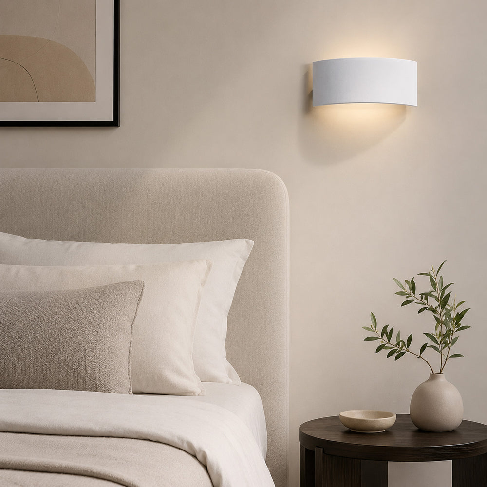 White detail on Mood Wall Light — Paintable White Plaster, Up & Down