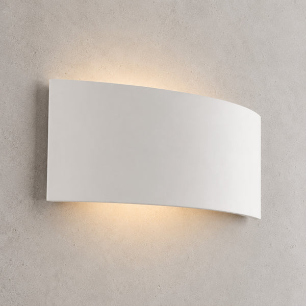 Mood curved white plaster wall light washing light up and down, paintable