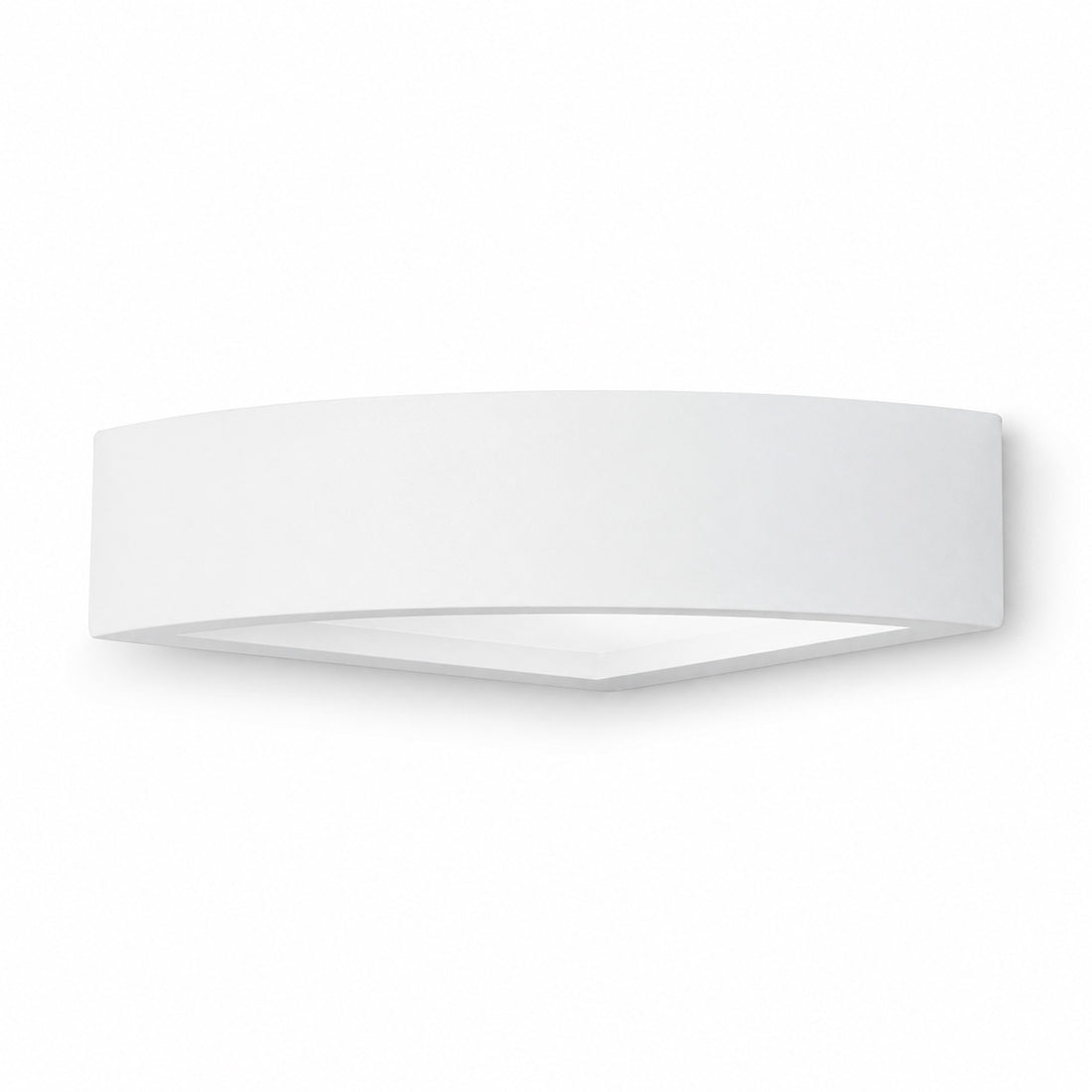 Front view of the Mykonos paintable plaster corner wall light, unlit