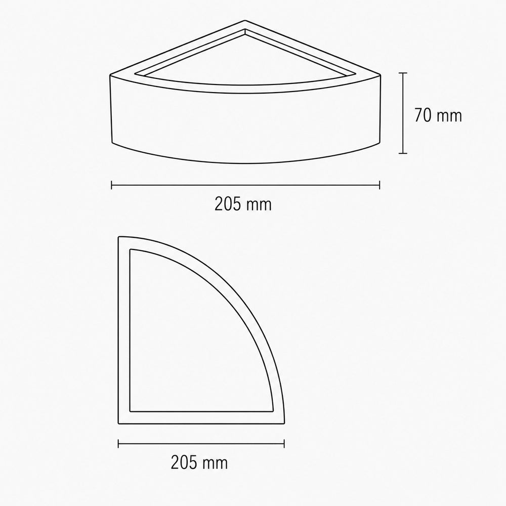 Dimensions for Mykonos Corner Wall Light — Paintable White Plaster, Up & Down