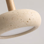 Nessa Round Pendant Light — Travertine, Natural Stone & Wood