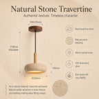 Nessa Round Pendant Light — Travertine, Natural Stone & Wood