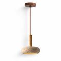 Nessa Round Pendant Light — Travertine, Natural Stone & Wood