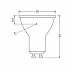 Nimbus GU10 bulb dimensions diagram — 50mm diameter, 54mm height