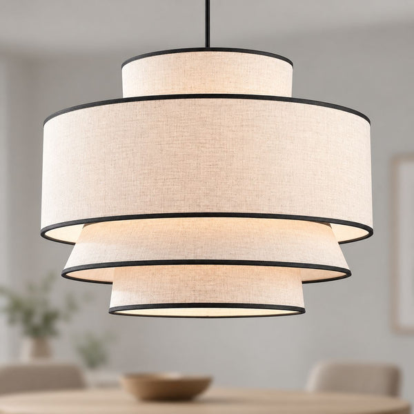 Nori Linen Pendant Light — Natural & Black, 50 cm