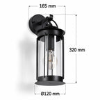 Alicia black outdoor wall lantern dimensions: 165mm wide, 320mm high