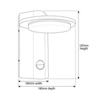 Mayson outdoor wall light dimensions: 160mm wide, 180mm deep, 187mm high