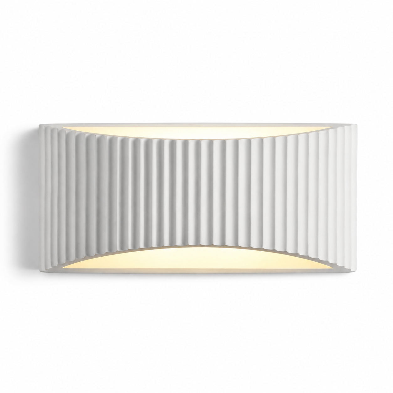 Onda Ribbed Paintable Up Down Wall Light — Plaster, White