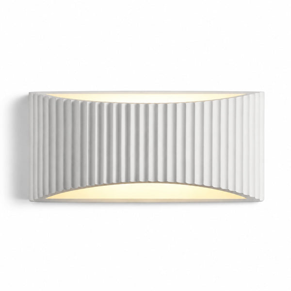 Onda Ribbed Paintable Up Down Wall Light — Plaster, White