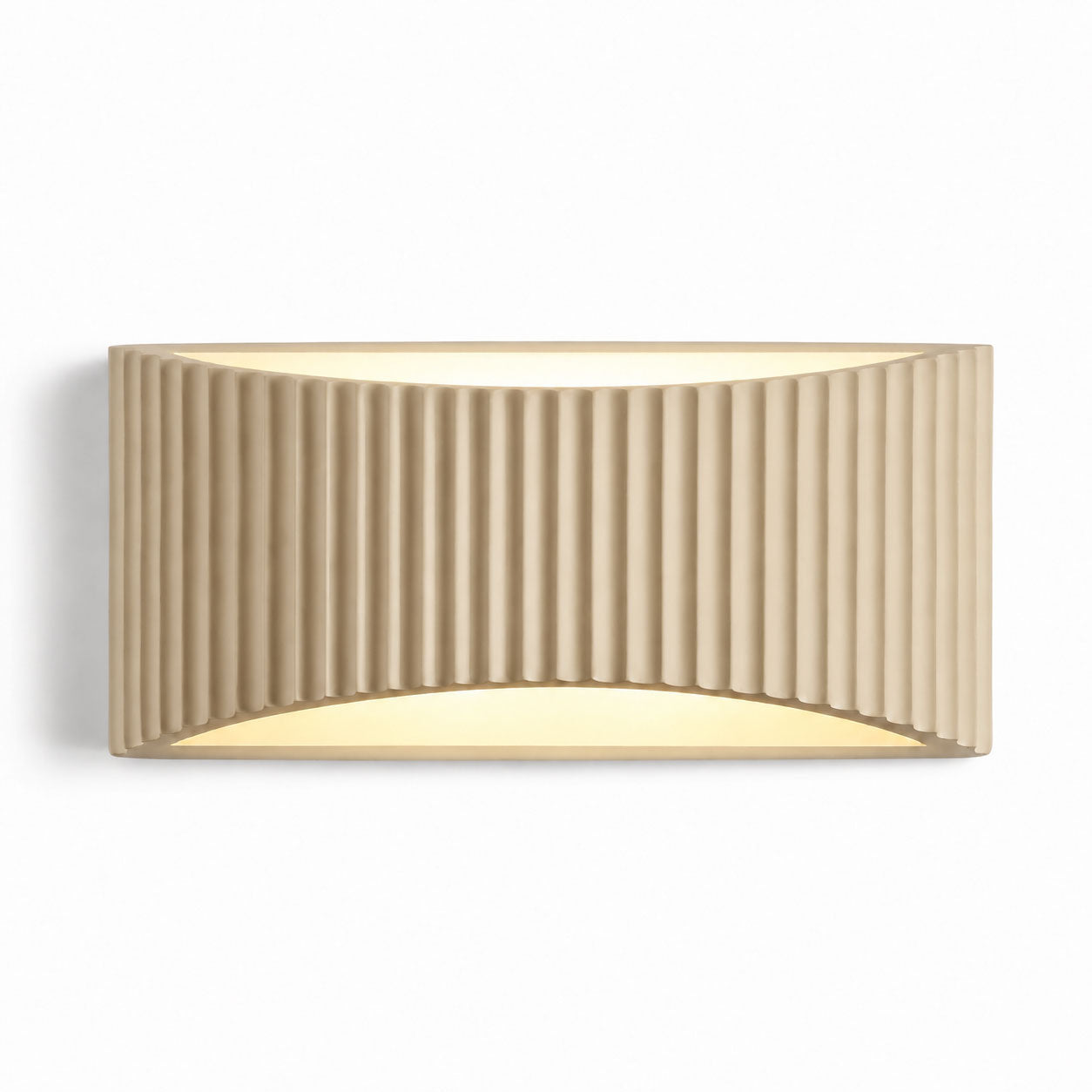 Onda Ribbed Paintable Up Down Wall Light — Plaster, White