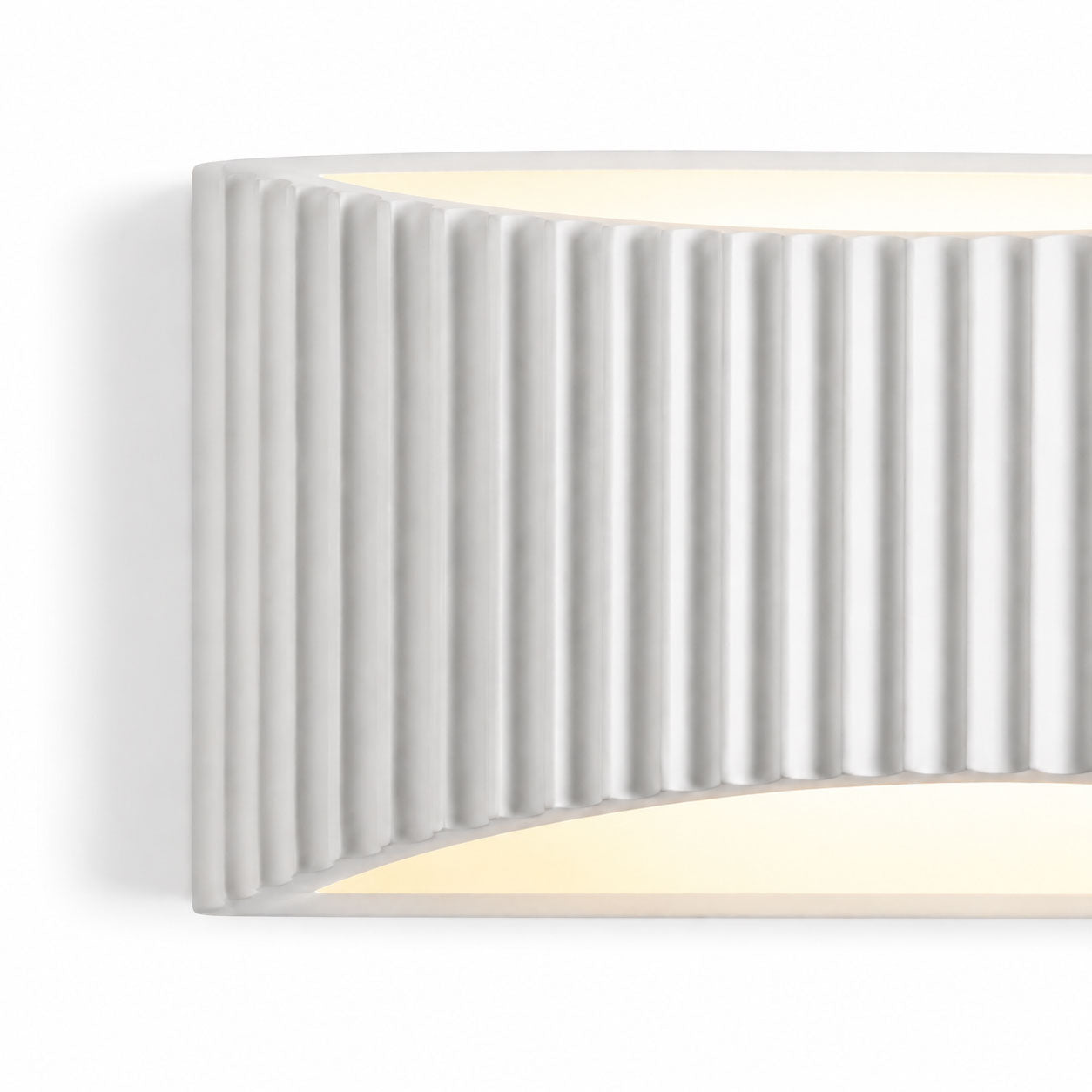Onda Ribbed Paintable Up Down Wall Light — Plaster, White