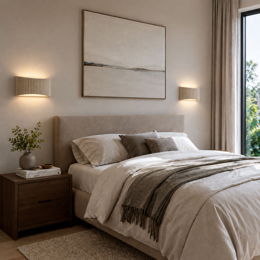 How Onda Ribbed Paintable Up Down Wall Light — Plaster, White lights a room